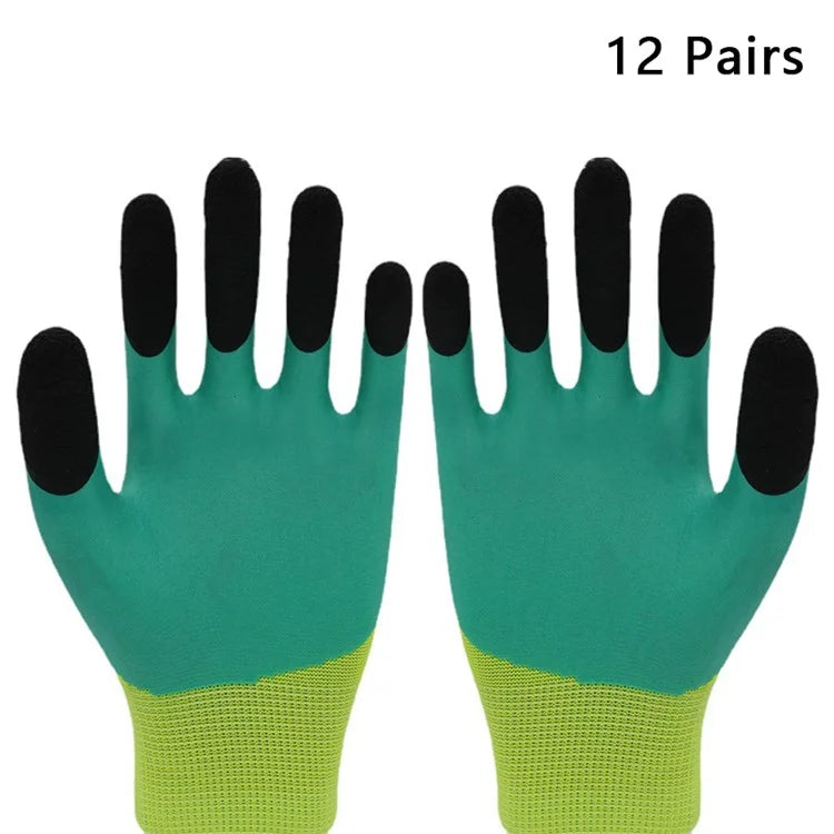 CHUANGSHI 12 Pairs Anti-Slip Latex Safety Gloves Builders Gardening Work Gloves