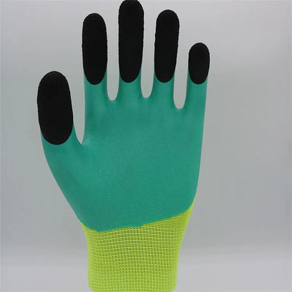 CHUANGSHI 12 Pairs Anti-Slip Latex Safety Gloves Builders Gardening Work Gloves