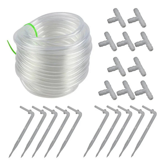 10m PVC Water Pipe Garden Drip Irrigation Clear Hose Fittings for Automatic Waterer