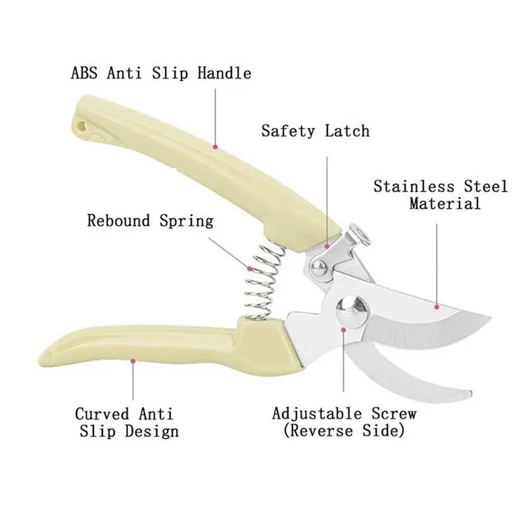 Garden Pruning Shears Scissors Stainless Steel Blade Handheld Pruners