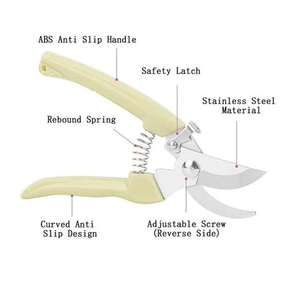 Garden Pruning Shears Scissors Stainless Steel Blade Handheld Pruners