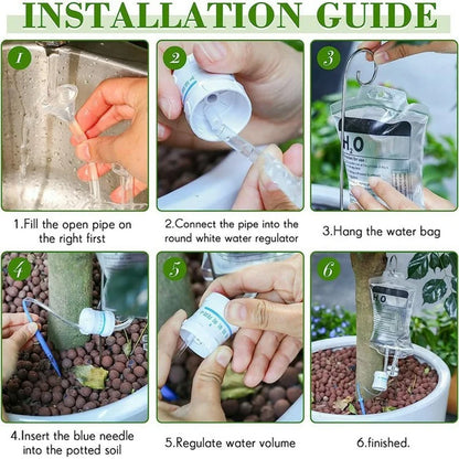 4Pcs 350ml Plant Watering Drip Irrigation Bags Adjustable Auto Watering Bag with 4 Hooks