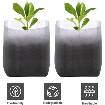 Breathable Plant Seedling Bags 14x16cm / Top: 8x12cm 100Pcs Non-Woven Fabric Growing Bags