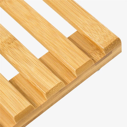 GLTPNZHJ 30x30cm Square Flower Pot Holder Tray with Wheels Bamboo Roller Base, Size L