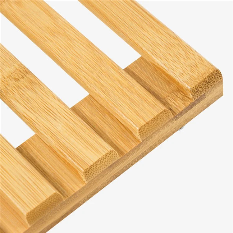 GLTPNZHJ 25x25cm Square Flower Pot Holder Tray with Wheels Bamboo Roller Base, Size S