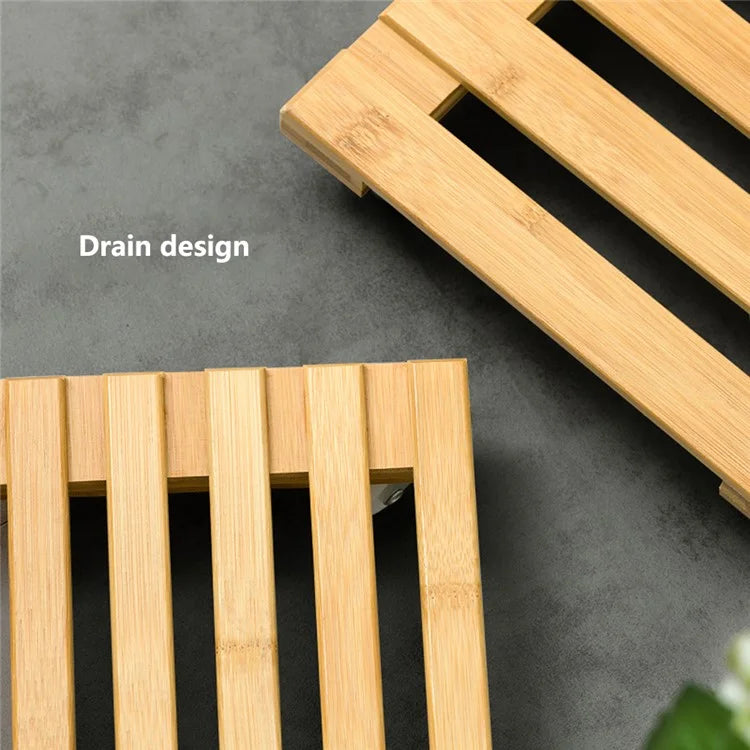 GLTPNZHJ 25x25cm Square Flower Pot Holder Tray with Wheels Bamboo Roller Base, Size S