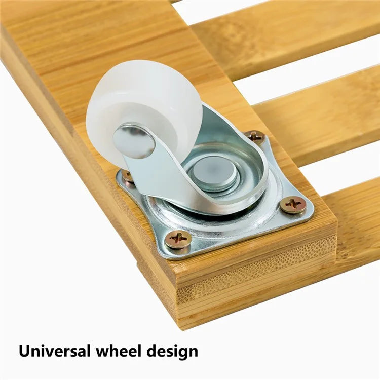 GLTPNZHJ 25x25cm Square Flower Pot Holder Tray with Wheels Bamboo Roller Base, Size S