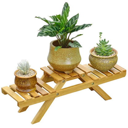 NZZMHJ Desktop Plant Stand Flower ?Pot Holder Multi-Layer Bamboo Plant Shelf for Living Room Office Corner