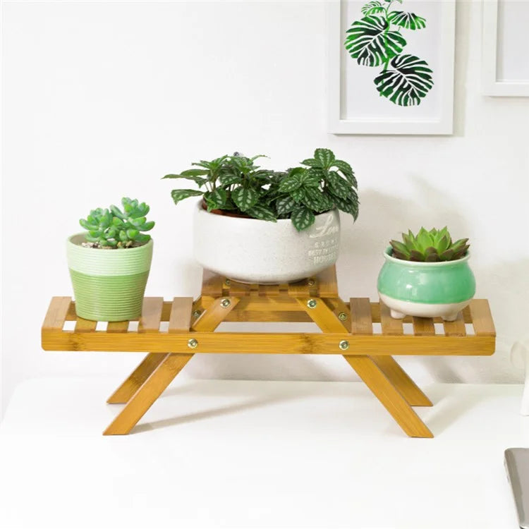 NZZMHJ Desktop Plant Stand Flower ?Pot Holder Multi-Layer Bamboo Plant Shelf for Living Room Office Corner
