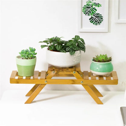 NZZMHJ Desktop Plant Stand Flower ?Pot Holder Multi-Layer Bamboo Plant Shelf for Living Room Office Corner