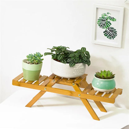 NZZMHJ Desktop Plant Stand Flower ?Pot Holder Multi-Layer Bamboo Plant Shelf for Living Room Office Corner