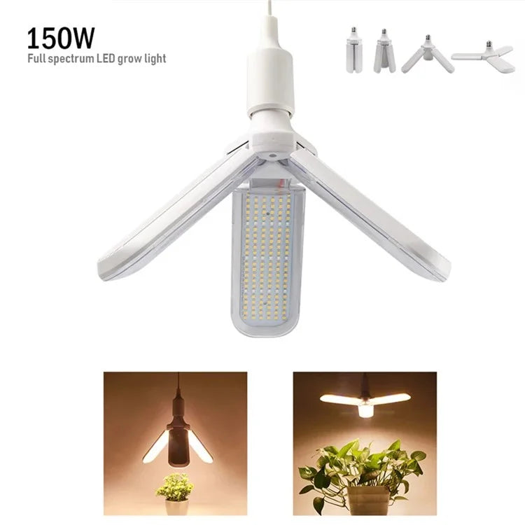ZW0271 3-Leaf 150W LED Grow Light E27 Screw Warm Light Full Spectrum Plant Light