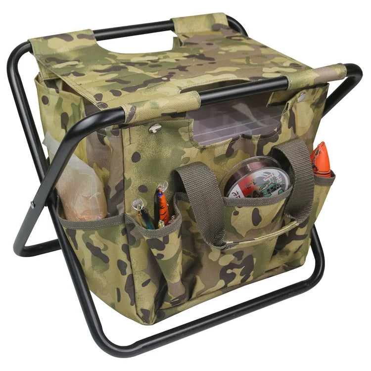 MYDAYS OUTDOOR Portable Folding Stool Iron Tube + 600D Oxford Cloth BBQ Camping Fishing Chair