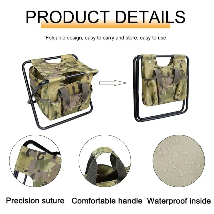 MYDAYS OUTDOOR Portable Folding Stool Iron Tube + 600D Oxford Cloth BBQ Camping Fishing Chair
