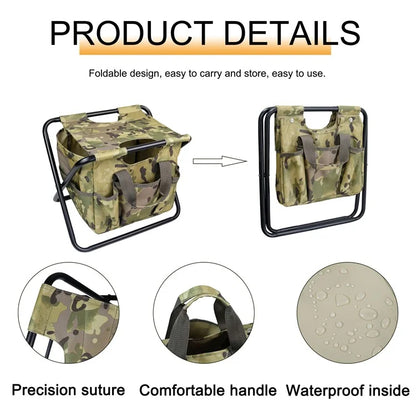 MYDAYS OUTDOOR Portable Folding Stool Iron Tube + 600D Oxford Cloth BBQ Camping Fishing Chair
