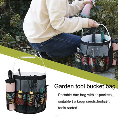 820603 600D Oxford Cloth Garden Tool Storage Bag 10 Pockets Gardening Tools Bucket Bag