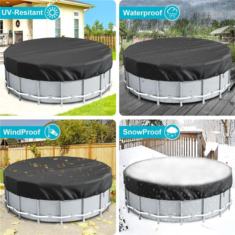 8FT Round Swimming Pool Cover 210D Oxford Cloth Solar Cover for Above Ground Pools