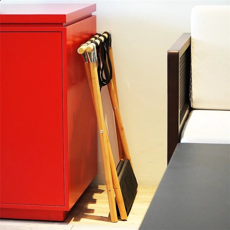 Portable Travel Hotel Luggage Rack Bamboo Foldable Double Layer Storage Rack
