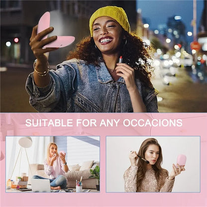 1X / 5X Magnification LED Lighted Travel Pocket Mirror Rechargeable Double-Sided Makeup Mirror