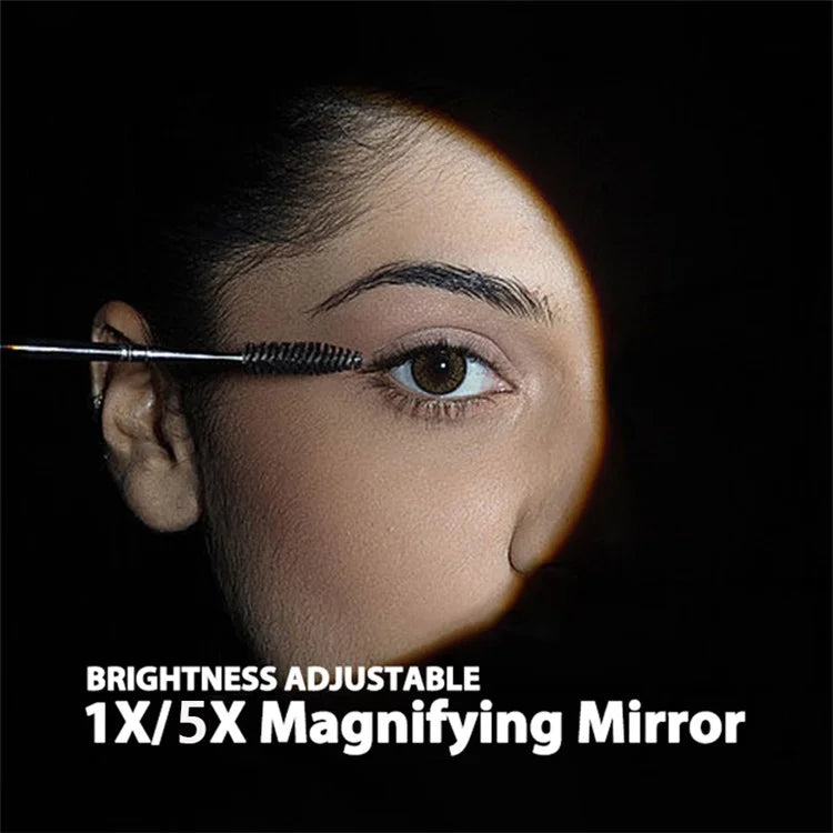 1X / 5X Magnification LED Lighted Travel Pocket Mirror Rechargeable Double-Sided Makeup Mirror