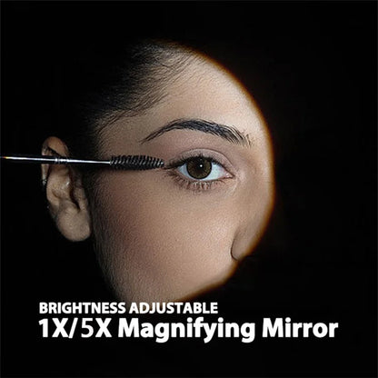 1X / 5X Magnification LED Lighted Travel Pocket Mirror Rechargeable Double-Sided Makeup Mirror