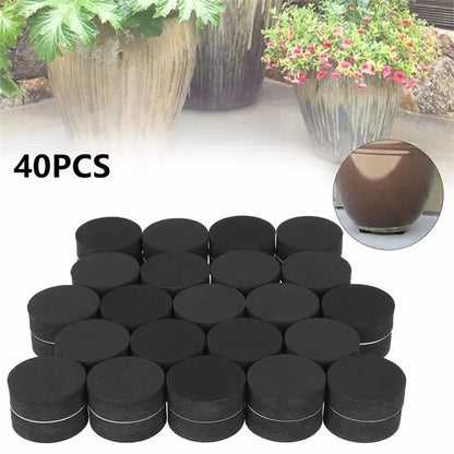 40Pcs Flower Pot Feet Non-Slip Self-Adhesive EVA Plant Pots Round Heighten Pads - Black