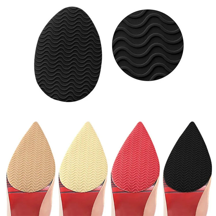Wave Design Self-Adhesive High Heel Sole Protector Sticker Noise Reduction Silicone Forefoot Pad