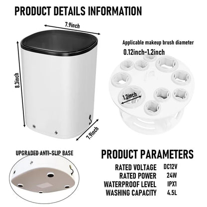 Electric Makeup Brush Cleaner with Ozone Cleaning Splash-Proof Cover Cosmetic Brush Cleaning Machine
