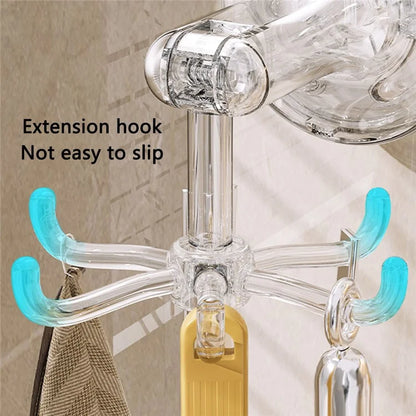 Multi-Function Suction Cup Wall-Mounted Rotating Hanger Utensil Holder with 6 Hooks