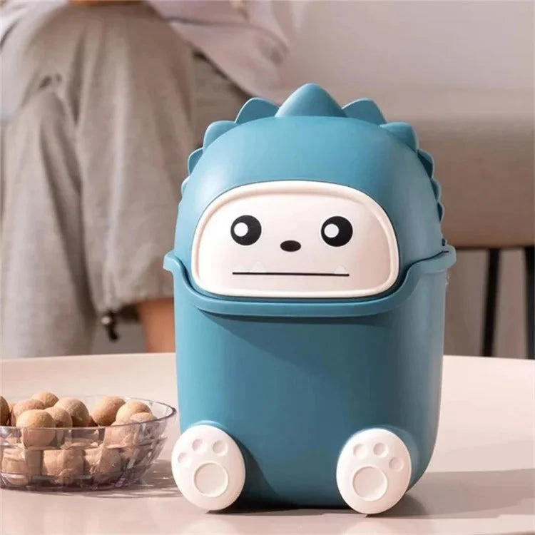 Cartoon Creative Flip Lid Desktop Trash Can Mini Home Office Garbage Bin