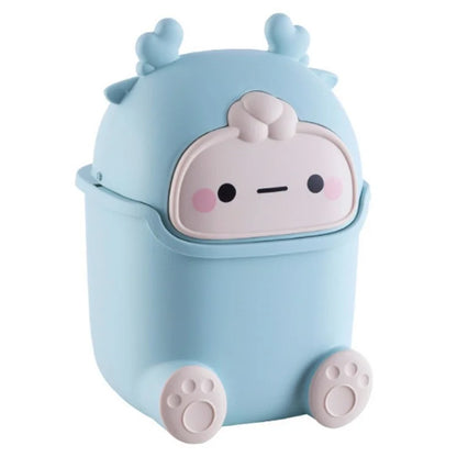Cartoon Creative Flip Lid Desktop Trash Can Mini Home Office Garbage Bin