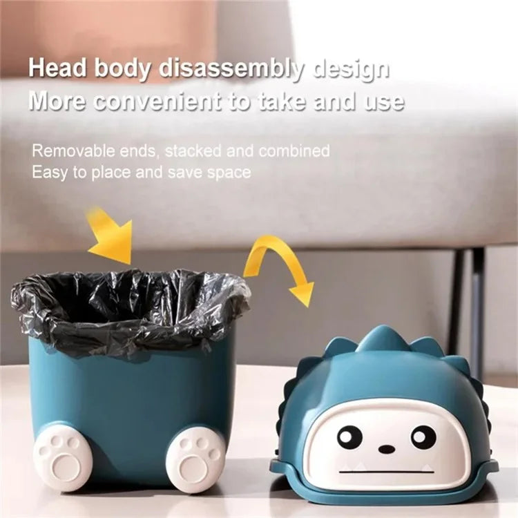 Cartoon Creative Flip Lid Desktop Trash Can Mini Home Office Garbage Bin