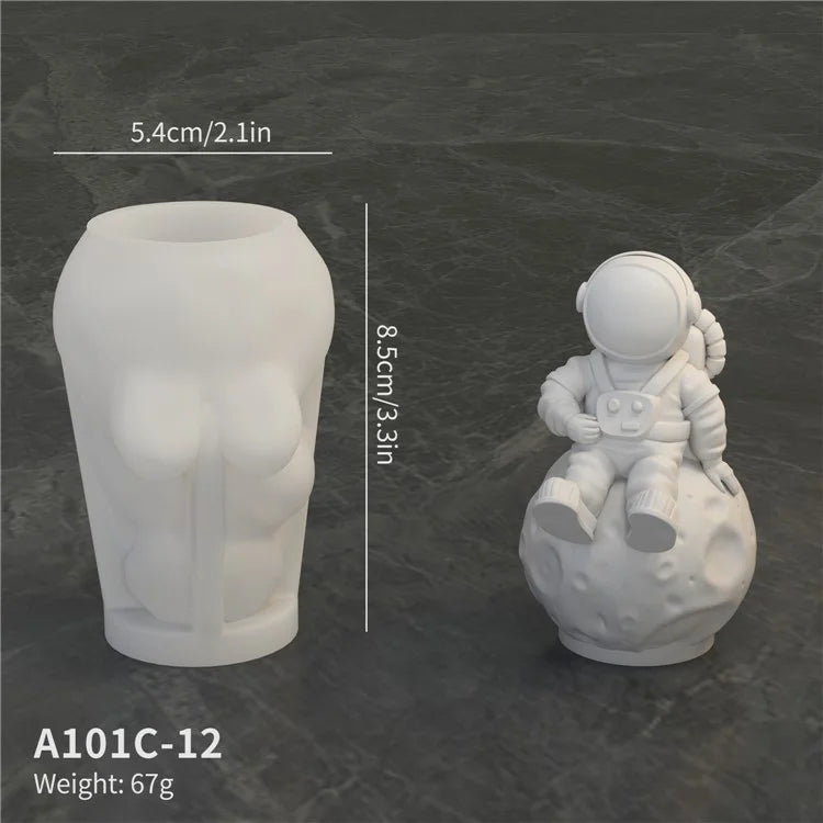A101C-12 Astronaut Planet Shape DIY Silicone Fondant Mold Cake Decorating Tool (BPA Free, No FDA)