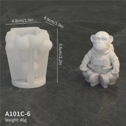 A101C-6 Space Monkey Shape DIY Silicone Fondant Mold Cake Decorating Tool (BPA Free, No FDA)