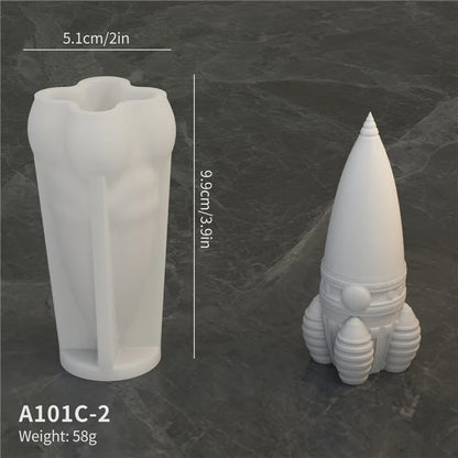 A101C-2 High Rocket Shape Fondant Mold Space Theme Silicone DIY Cake Decorating Tool (BPA Free, No FDA)
