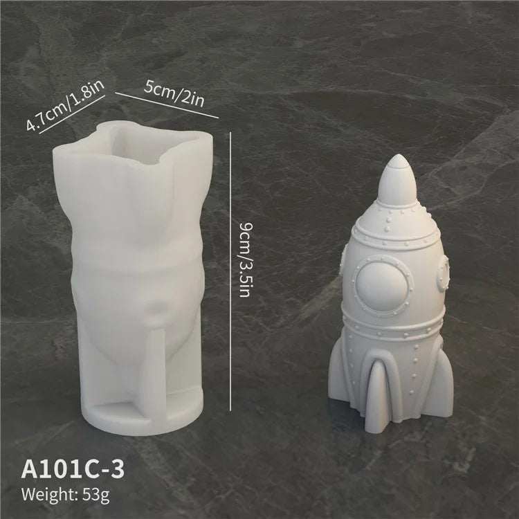 A101C-3 Medium Rocket Shape Fondant Mold Space Theme Silicone DIY Cake Decorating Tool (BPA Free, No FDA)