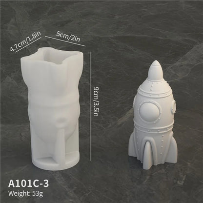 A101C-3 Medium Rocket Shape Fondant Mold Space Theme Silicone DIY Cake Decorating Tool (BPA Free, No FDA)