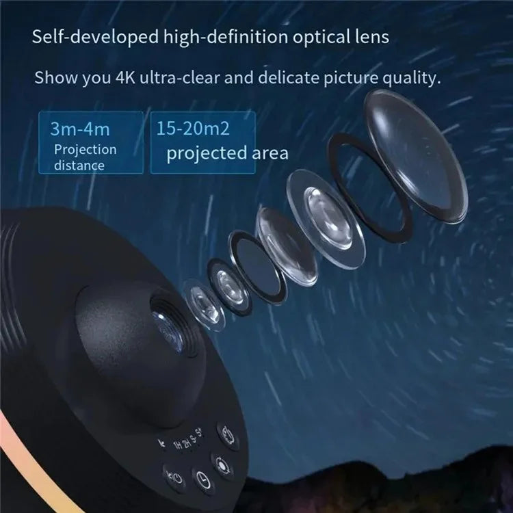 TKQ01 LED Projection Lamp 1 / 2H Timing Rotatable Space Ball Projector Meteor Galaxy Ceiling Night Light
