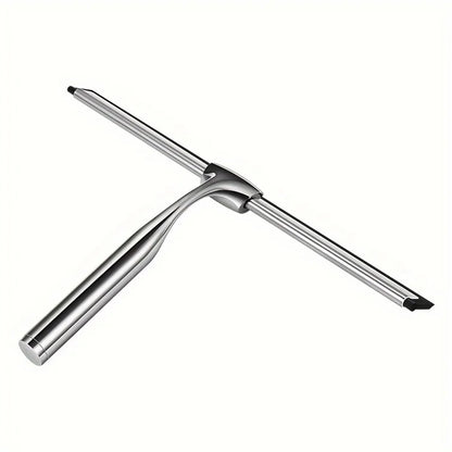 Stainless Steel Bathroom Glass Water Scraper Home Window Wiper Squeegee with Adhesive Hang Rack