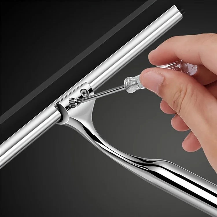 Stainless Steel Bathroom Glass Water Scraper Home Window Wiper Squeegee with Adhesive Hang Rack