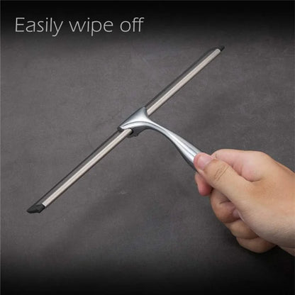 Stainless Steel Bathroom Glass Water Scraper Home Window Wiper Squeegee with Adhesive Hang Rack