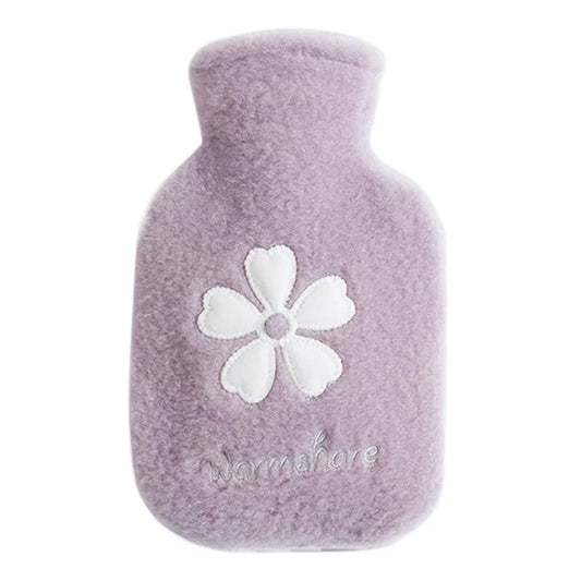 500ML Refillable Hot Water Bag Winter Hand Feet Warmer with Flower Pattern Fleece Cover