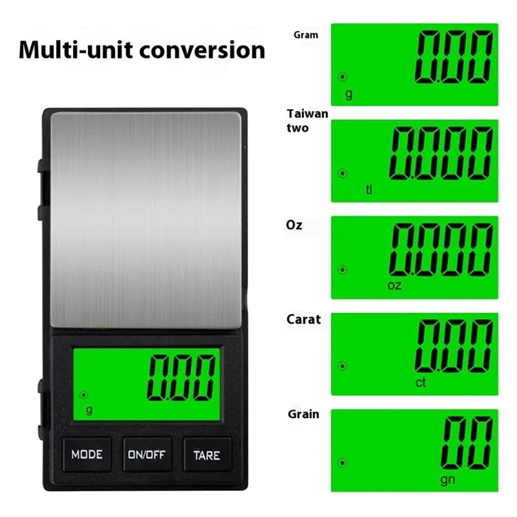 200g  /  0.01g 5 Units Portable Jewelry Scale Stainless Steel Small Electronic Digital Pocket Scale