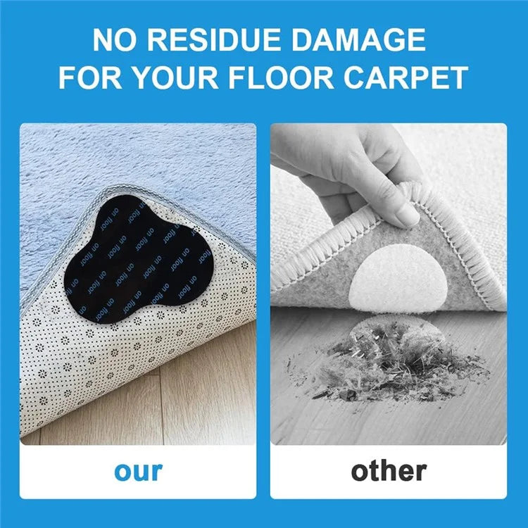8Pcs 105x85mm Carpet Anti-Skid PU Sticker Floor Mat Anti-Slip Anti-Curling Fixing Stickers