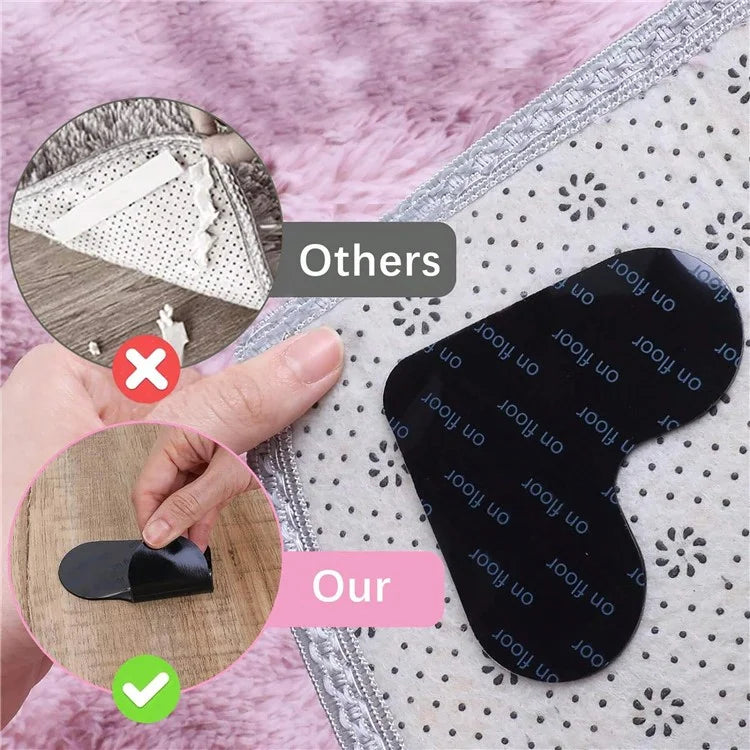 8PCS Rug Pad Grippers Heart-Shaped PU Nano Non Slip Rug Pad Carpet Fixed Sticker, 80mm*80mm