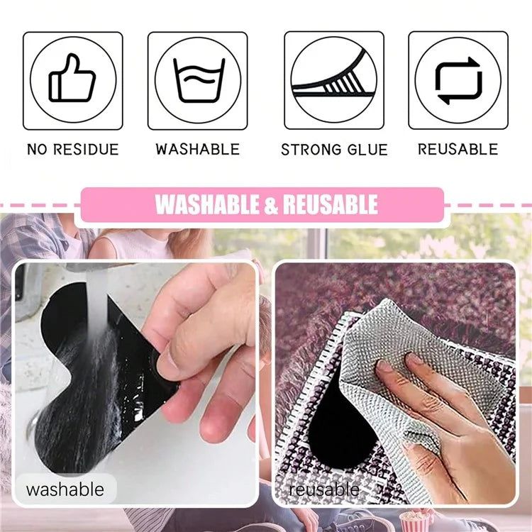 8PCS Rug Pad Grippers Heart-Shaped PU Nano Non Slip Rug Pad Carpet Fixed Sticker, 80mm*80mm