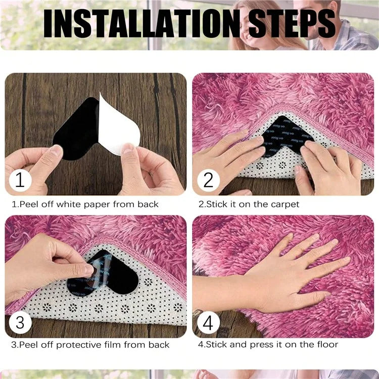 8PCS Rug Pad Grippers Heart-Shaped PU Nano Non Slip Rug Pad Carpet Fixed Sticker, 80mm*80mm