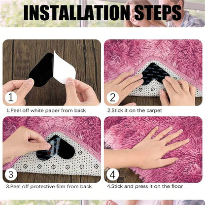8PCS Rug Pad Grippers Heart-Shaped PU Nano Non Slip Rug Pad Carpet Fixed Sticker, 80mm*80mm
