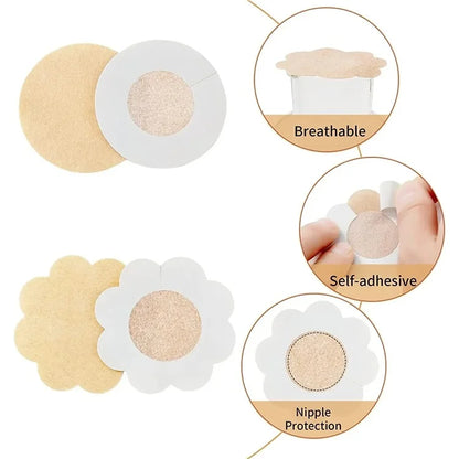 10Pcs Disposable Non-Woven Nipple Cover Women Summer Breathable Invisible Breast Covers