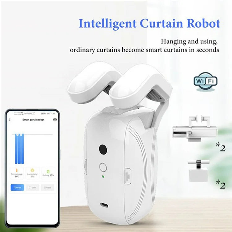 LY-1678-1 Auto Curtain Opener WiFi App Control Smart Curtain Robot with Timer (Single Opening, Rod)